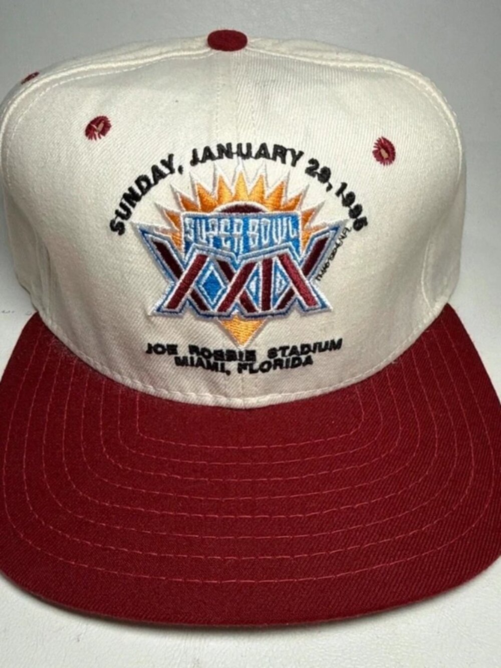 Vtg Super Bowl 29 XXIX 1995 Snapback Hat Embroidered NFL Football Cap 49ers Char
